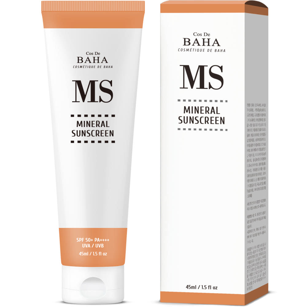 Cos De BAHA MS Hydrating Mineral Sunscreen mit SPF50+ PA++++, feuchtigkeitsreicher Mineralsonnenschutz, 45 ml