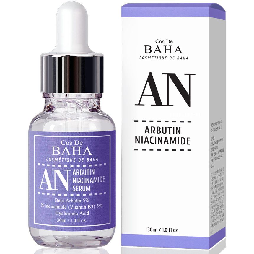 Cos De BAHA AN Arbutin 5% + Niacinamide 5% Serum in 30 ml Flasche, aufhellendes Serum gegen Pigmentflecken.