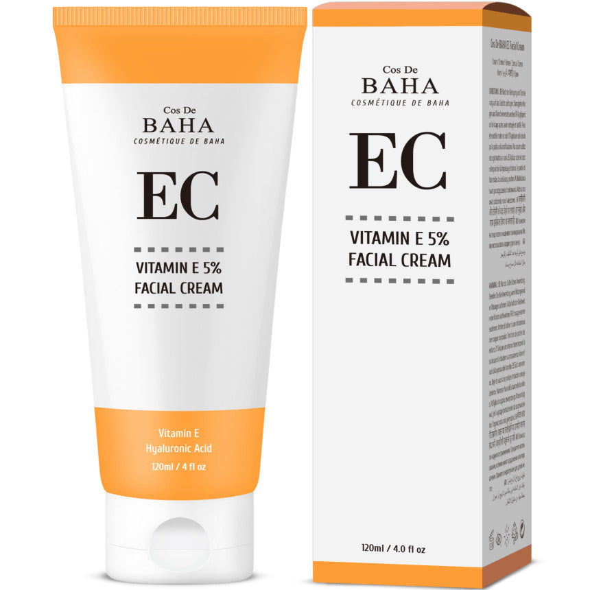 Cos De BAHA EC Vitamin E 5% + Niacinamide Feuchtigkeitscreme für strahlende Haut und Hautbarriere, 120 ml