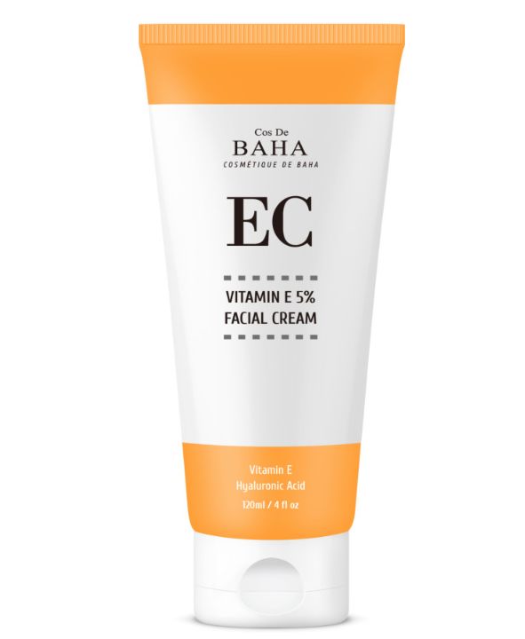 Cos De BAHA EC Vitamin E 5% + Niacinamide Gesichtscreme in 120 ml, feuchtigkeitsspendende Creme für Glanz und Hautschutz