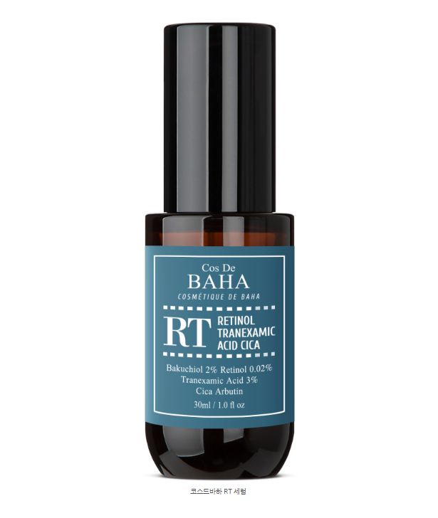 Cos De BAHA RT Retinol 0,02% Serum mit Tranexamsäure und Bakuchiol, aufhellendes Anti-Aging Serum in 30 ml Flasche