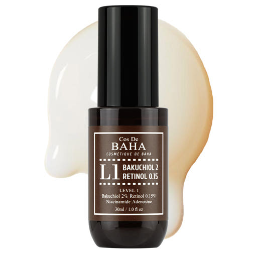 Cos De BAHA L1 Bakuchiol 2% + Retinol 0,15% Serum in 30 ml Flasche, sanftes Anti-Aging Serum für die Hautpflege