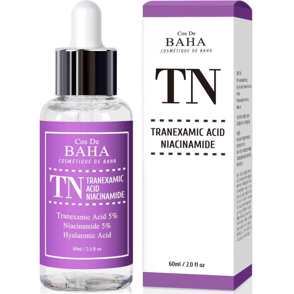 Cos De BAHA TN Tranexamic Acid 5% + Niacinamide 5% Serum in 60 ml Flasche, aufhellendes Serum gegen dunkle Flecken, Nahaufnahme