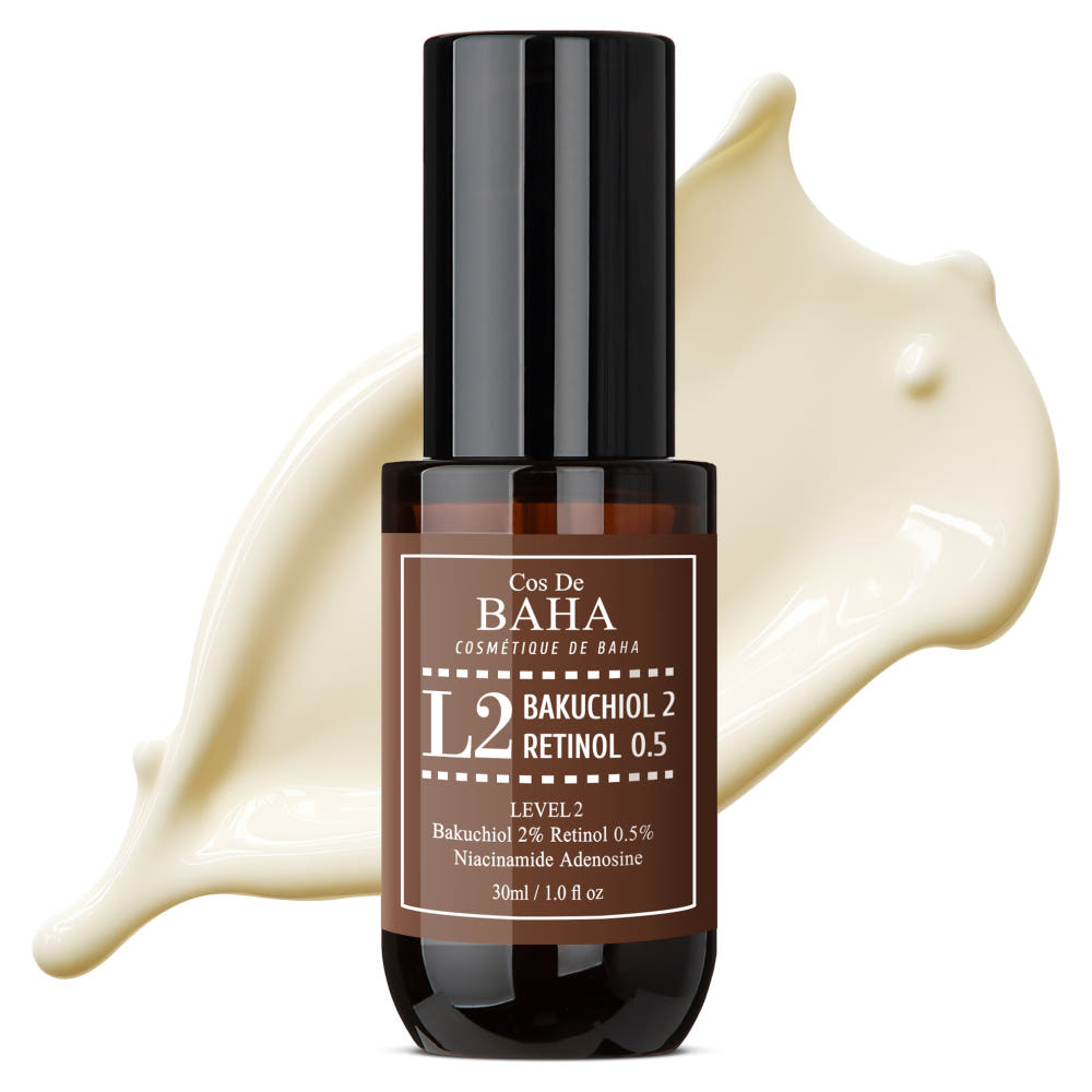 Cos De BAHA L2 Bakuchiol & Retinol Serum, Anti-Aging, 30 ml, pflegt die Haut und reduziert Falten.