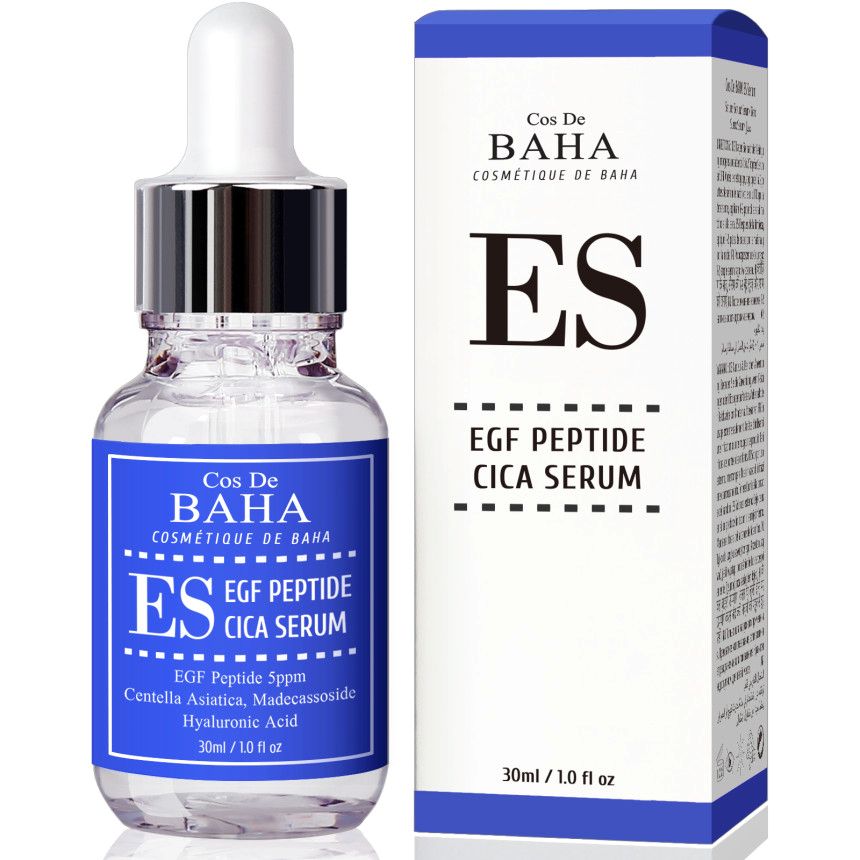 Cos De BAHA EGF Peptide 5ppm Cica Serum in 30 ml, regenerierendes Serum mit EGF, Peptiden und Centella, für die Hautpflege