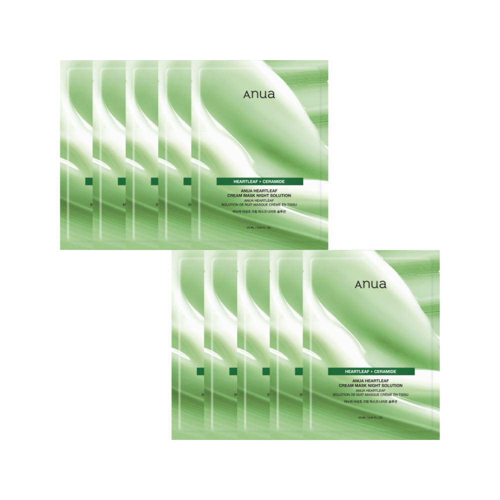 Anua Heartleaf Gesichtsmaske, beruhigende Nachtcreme, 25 ml, 10 Stück, entspannende und feuchtigkeitsspendende Gesichtspflege