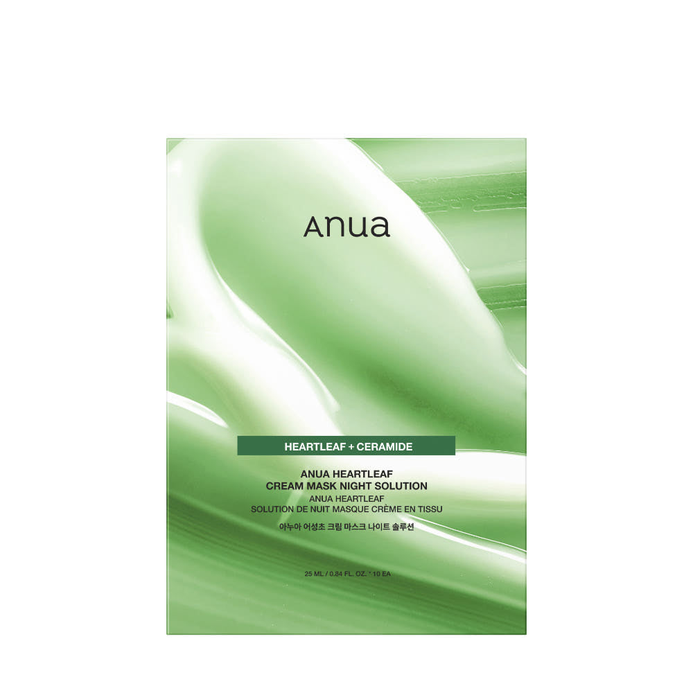 Anua Heartleaf Gesichtsmaske Nachtlösung, beruhigende Nachtmaske, 25 ml, 10 Stück, für erholsame Hautpflege nachts