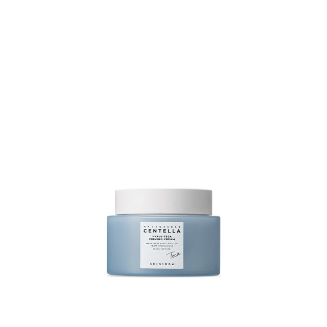SKIN1004 Hyalu-Teca straffende Feuchtigkeitscreme mit Hyaluron und Centella, 50 ml, cremige Textur in weißer Verpackung