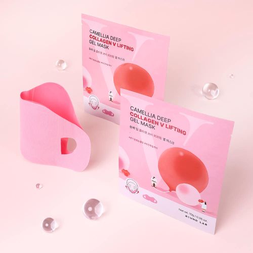 Runde Lab Camellia Deep Collagen V-Lifting Gelmaske, 10 g, 4 Stück, feuchtigkeitsspendende Gesichtsmasken für straffe Haut