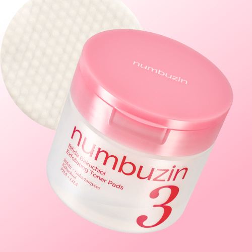 Numbuzin No.3 Bifida Bakuchiol Peeling-Pads, 70 Stück, sanftes Gesichtspflegeprodukt für verfeinerte Poren und frische Haut