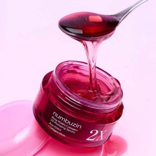 Numbuzin No.2 Rose PDRN Collagen 2X Plumping Serum in 30 ml Flasche, konzentriertes Volumen-Serum mit PDRN und Rosenextrakt