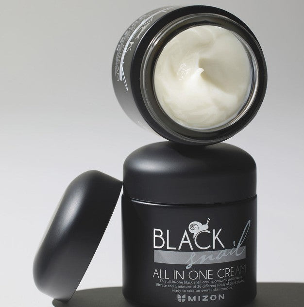MIZON Black Snail All In One Creme in 75ml, gepflegte Gesichtspflege mit schwarzem Schneckenschleim, cremige Textur