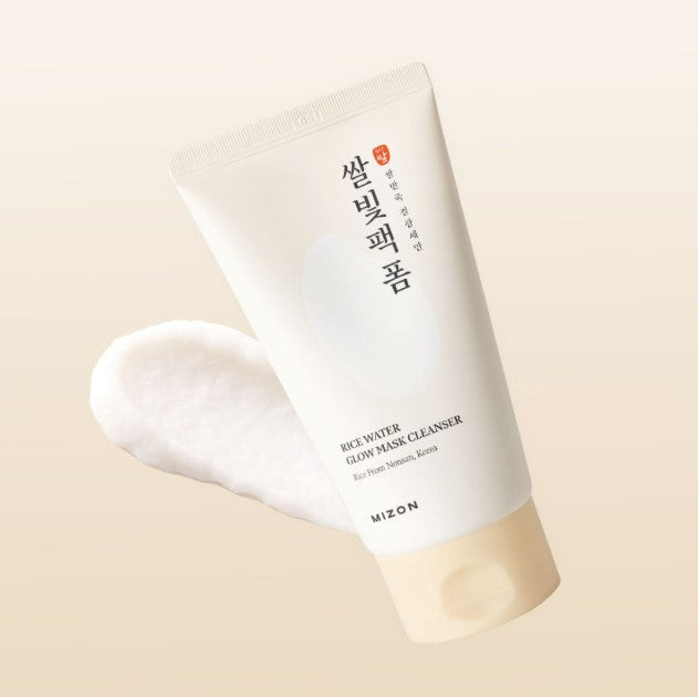 MIZON Rice Water Glow Mask Cleanser Reinigungsschaum in 150ml Flasche, schäumend und sanft für frische Haut.