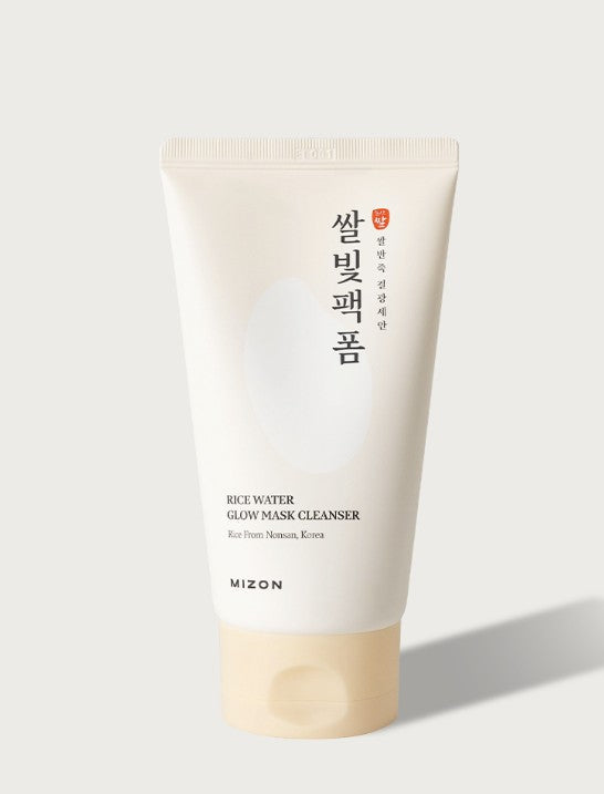MIZON Rice Water Glow Mask Cleanser Reinigungsschaum in 150ml Flasche, cremiger Schaum für sanfte Hautreinigung