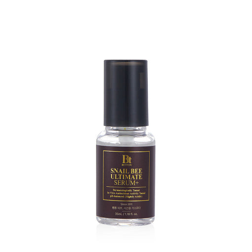 Benton Snail Bee Ultimate Serum+ 35ml, das Serum in einer weißen Flasche mit Dosierer und Etikett, auf weißem Hintergrund.