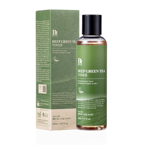 Benton Deep Green Tea Toner in 150ml Flasche, grüner Teintoner für die Hautpflege, mit grünem Tee Extrakt.