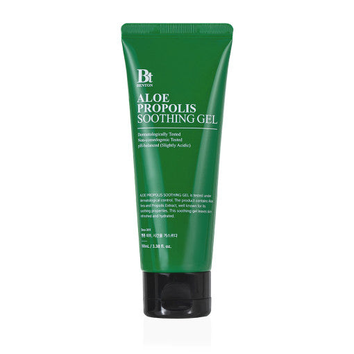 Benton Aloe Propolis Beruhigendes Gel in 100ml, transparente Textur mit Aloe Vera und Propolis, für die Hautpflege.