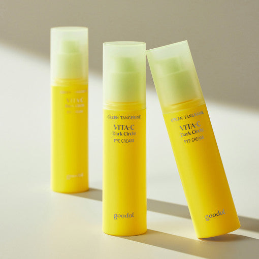 goodal Green Tangerine Vita C Augencreme, 30ml, pflegt die Augenpartie und reduziert dunkle Ringe, in einer weißen Tube.