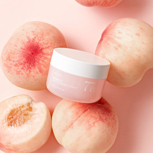 Anua Peach 77 Niacin aufhellende Feuchtigkeitscreme mit Pfirsich und Niacinamid in 50 ml, cremige Textur, Nahaufnahme