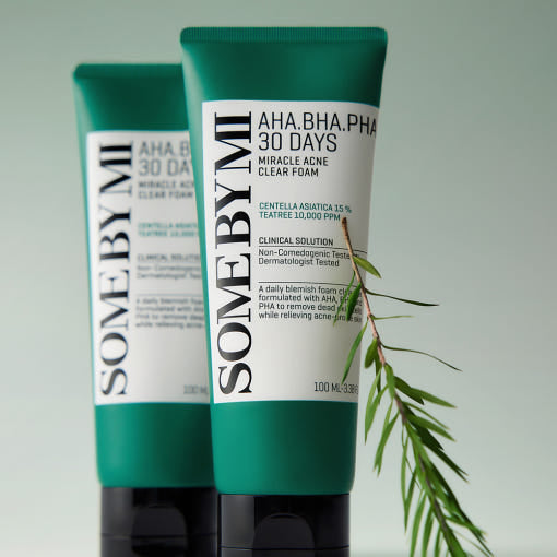 SOME BY MI AHA BHA PHA 30 Days Miracle Acne Clear Foam, antibakterieller Reinigungsschaum mit Teebaum, 100 ml
