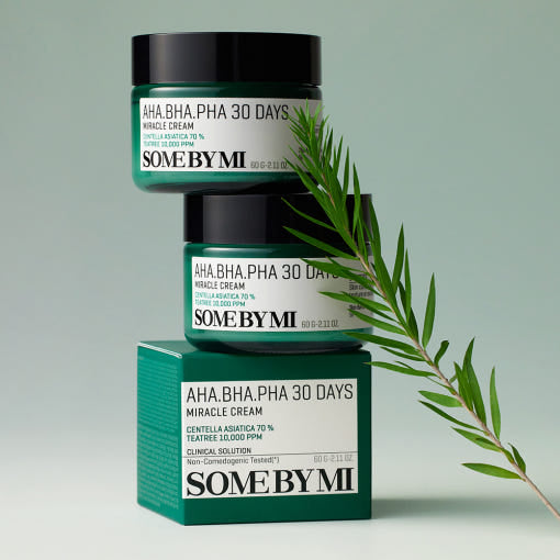SOME BY MI AHA BHA PHA 30 Days Miracle Creme, beruhigende Anti-Akne Feuchtigkeitscreme mit Centella, 60 g